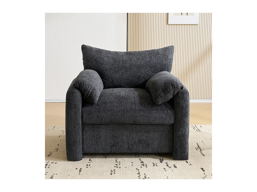 Design moderne, tissu chenille, fauteuil surdimensionné, chaise décorative, canapé simple, gris