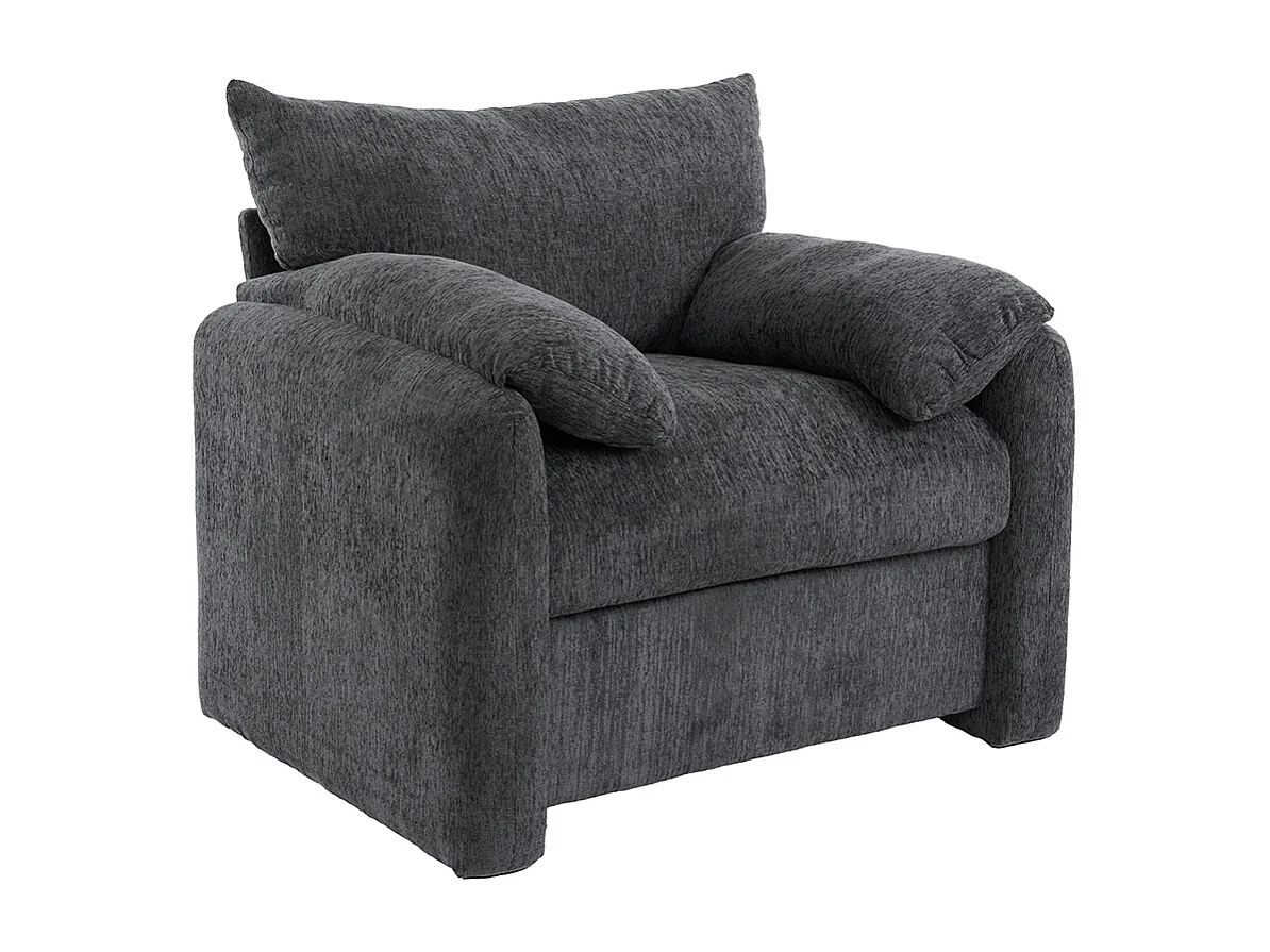 Design moderne, tissu chenille, fauteuil surdimensionné, chaise décorative, canapé simple, gris