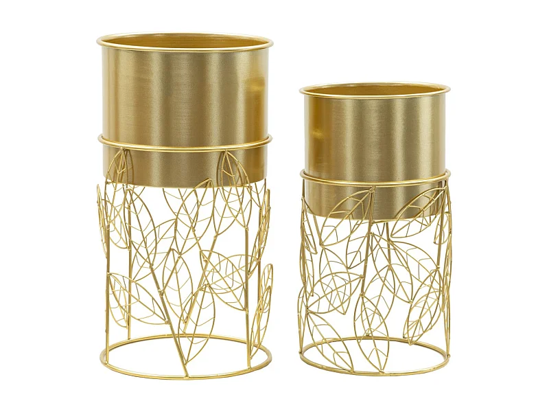 Lot de 2 Cache-Pots sur Pied "Livi" 43cm Or