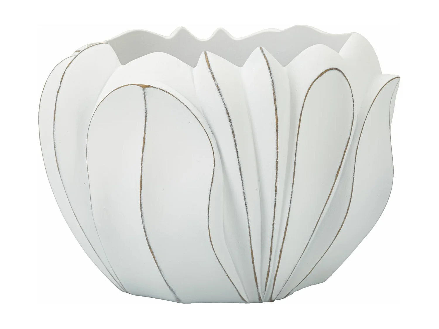 Cache-Pot Déco en Résine "Gardy" 34cm Blanc