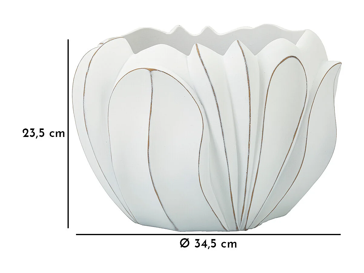 Cache-Pot Déco en Résine "Gardy" 34cm Blanc