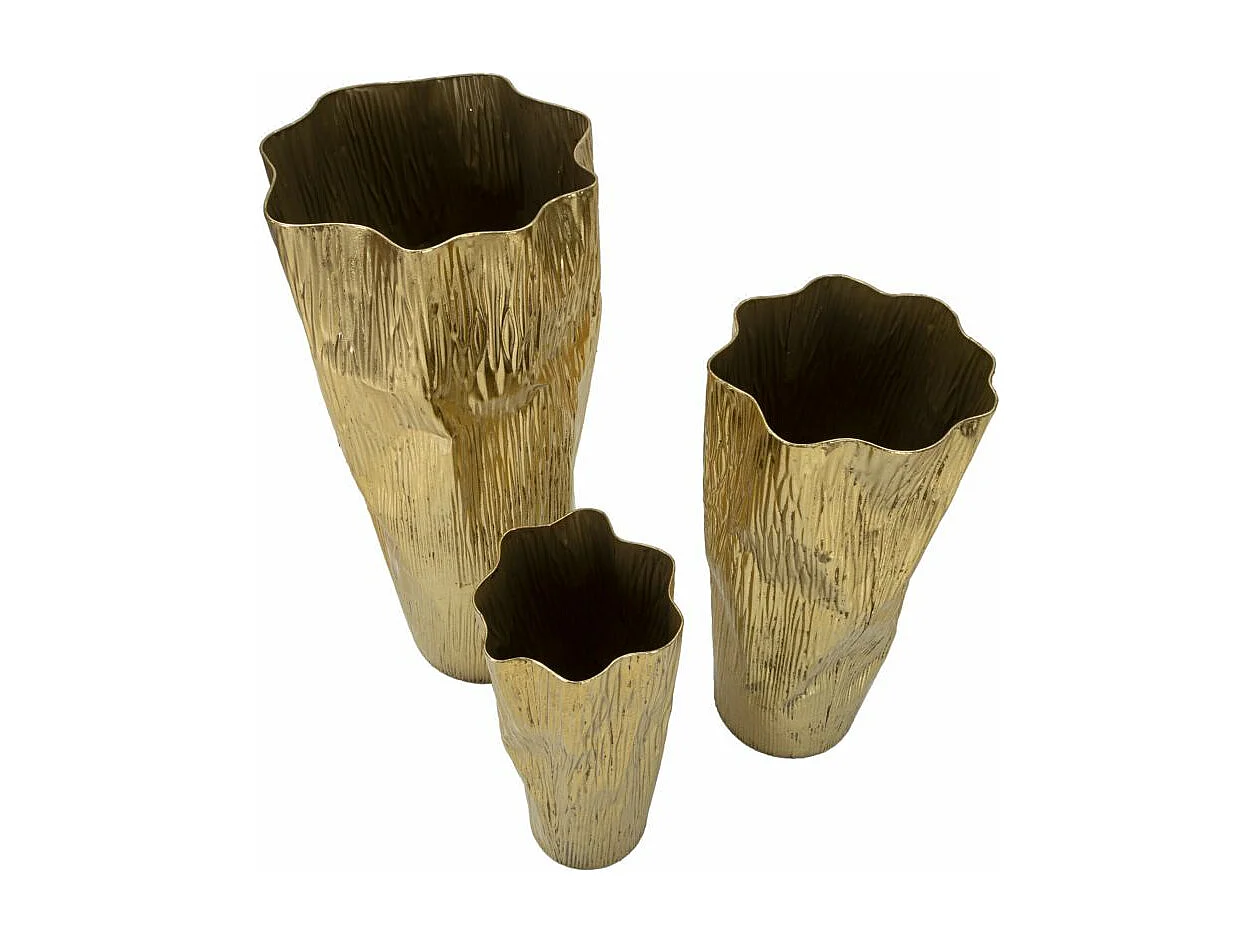 Portavasi in metallo dorato cm Ø 41x39x83- 32x31x67-23x25x49.