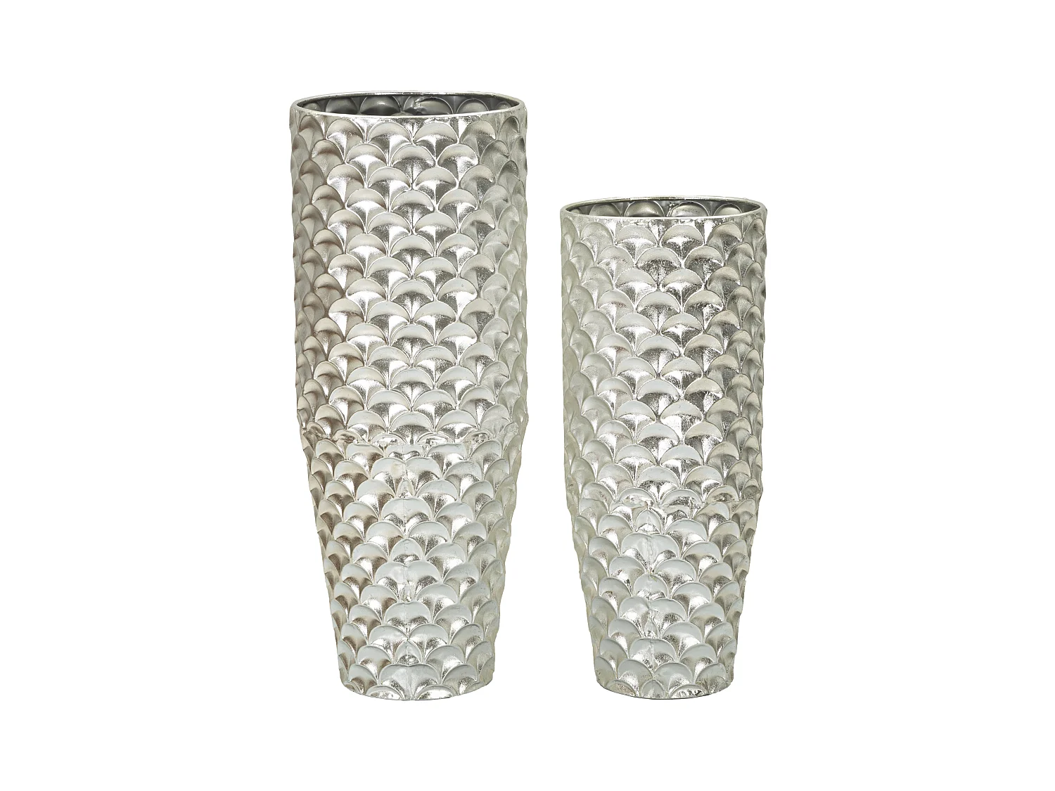 Portavasi in metallo argentato cm Ø 37x92x-32x75.