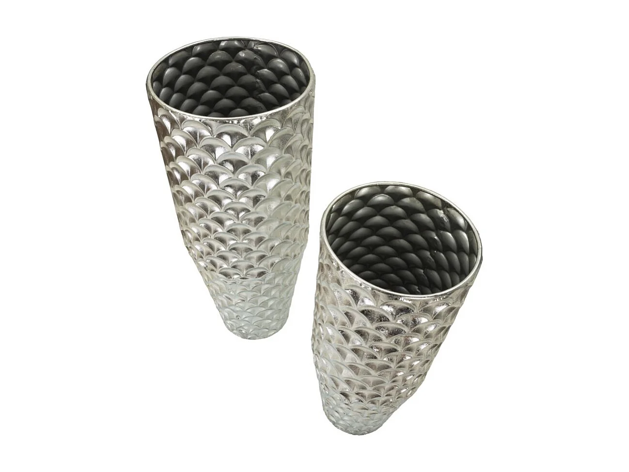 Portavasi in metallo argentato cm Ø 37x92x-32x75.