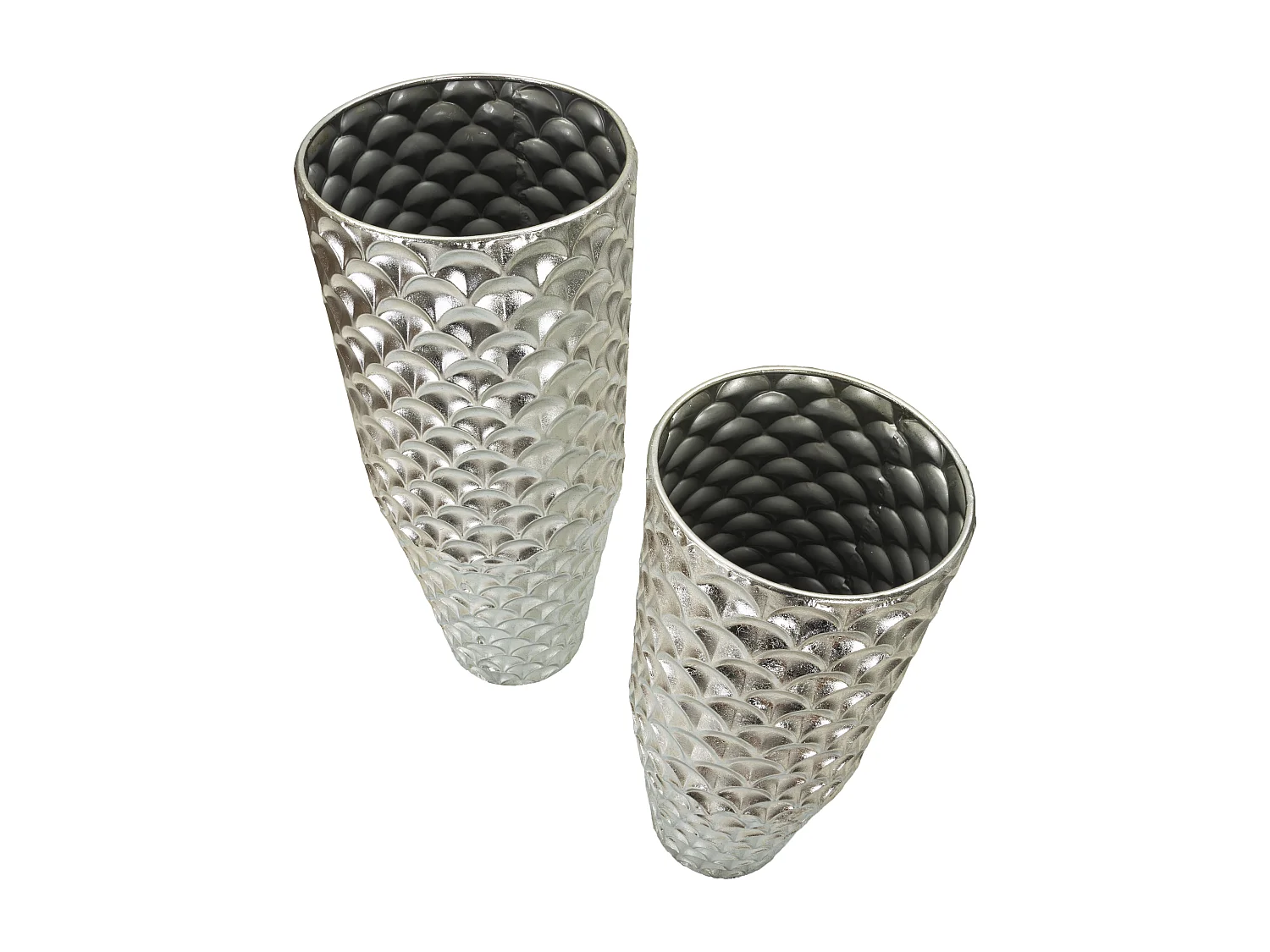 Portavasi in metallo argentato cm Ø 37x92x-32x75.