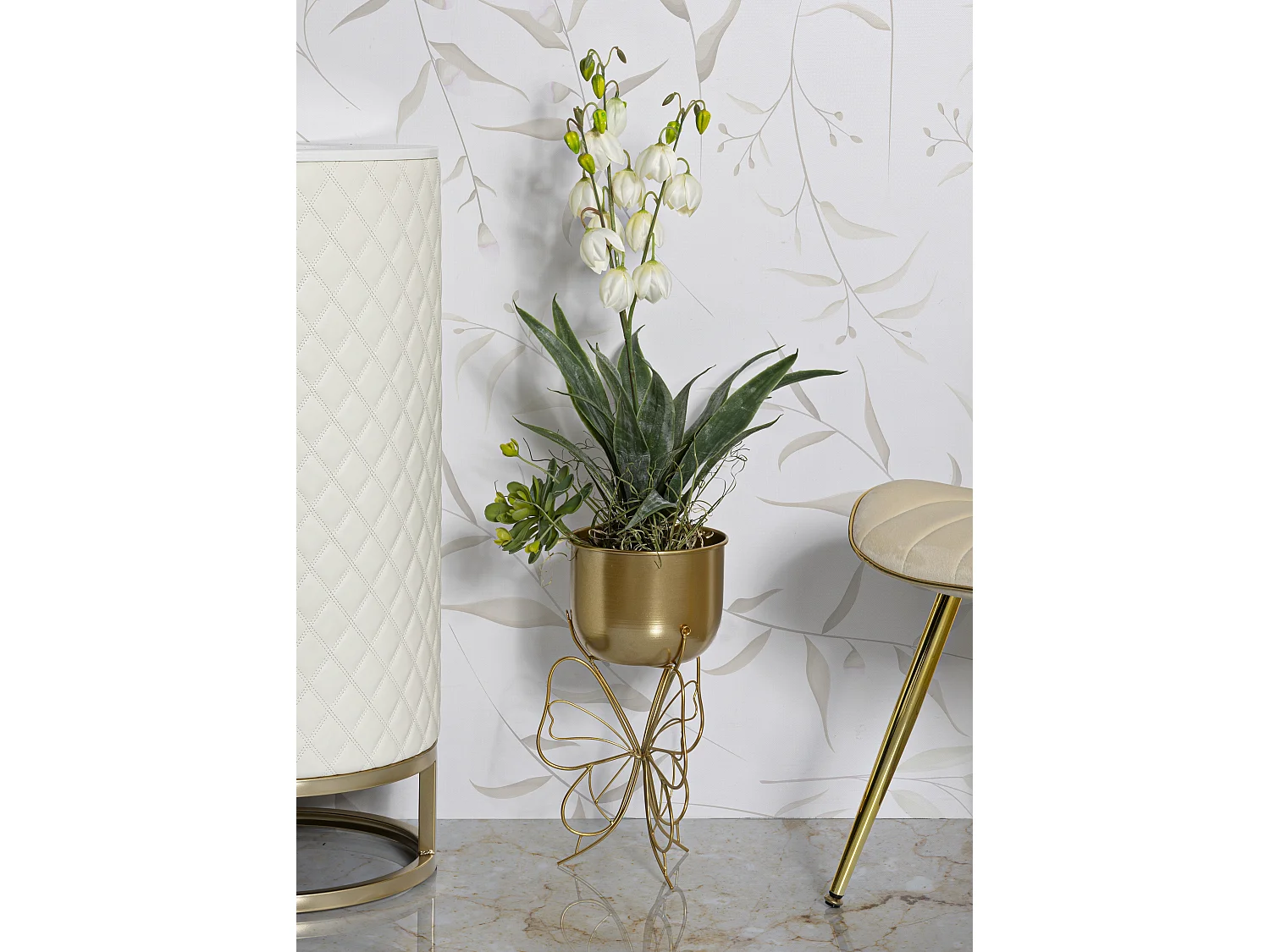 Cache-Pot Design sur Pied "Fairy" 40cm Or