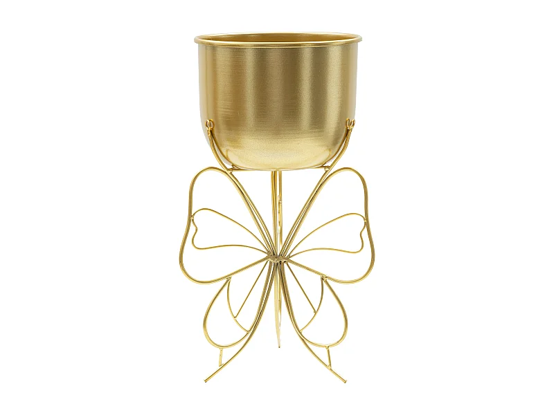 Portavaso in metallo dorato con farfalla cm Ø 22x40