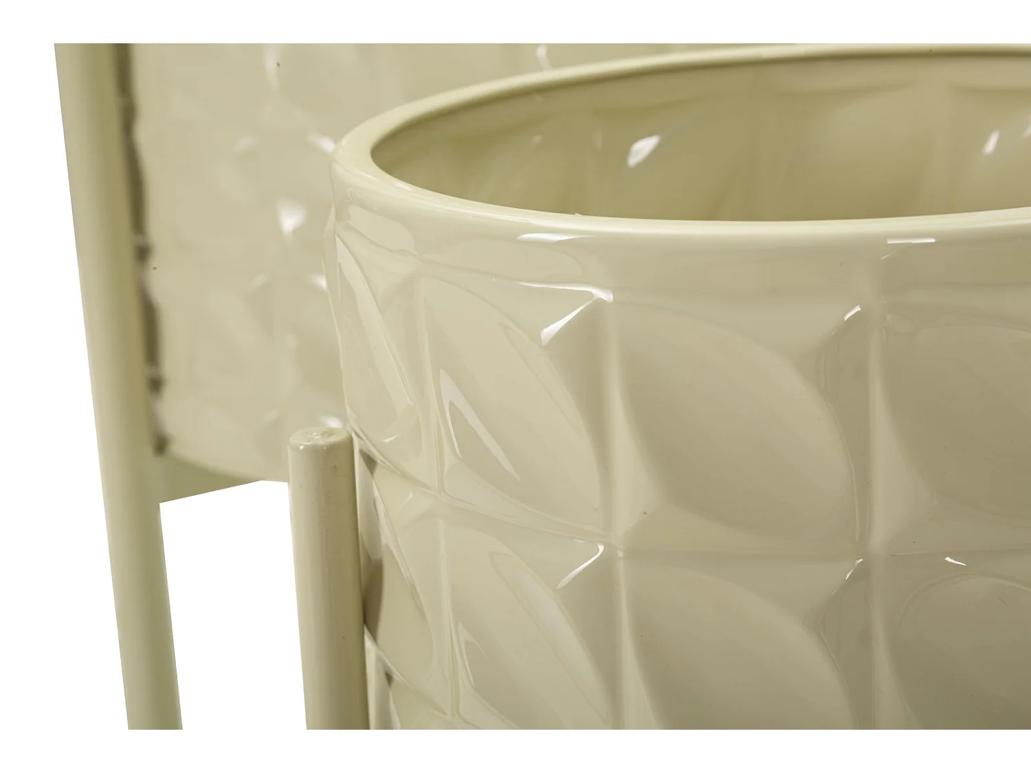 Lot de 3 Cache-Pots sur Pied "Betsy" 56cm Crème