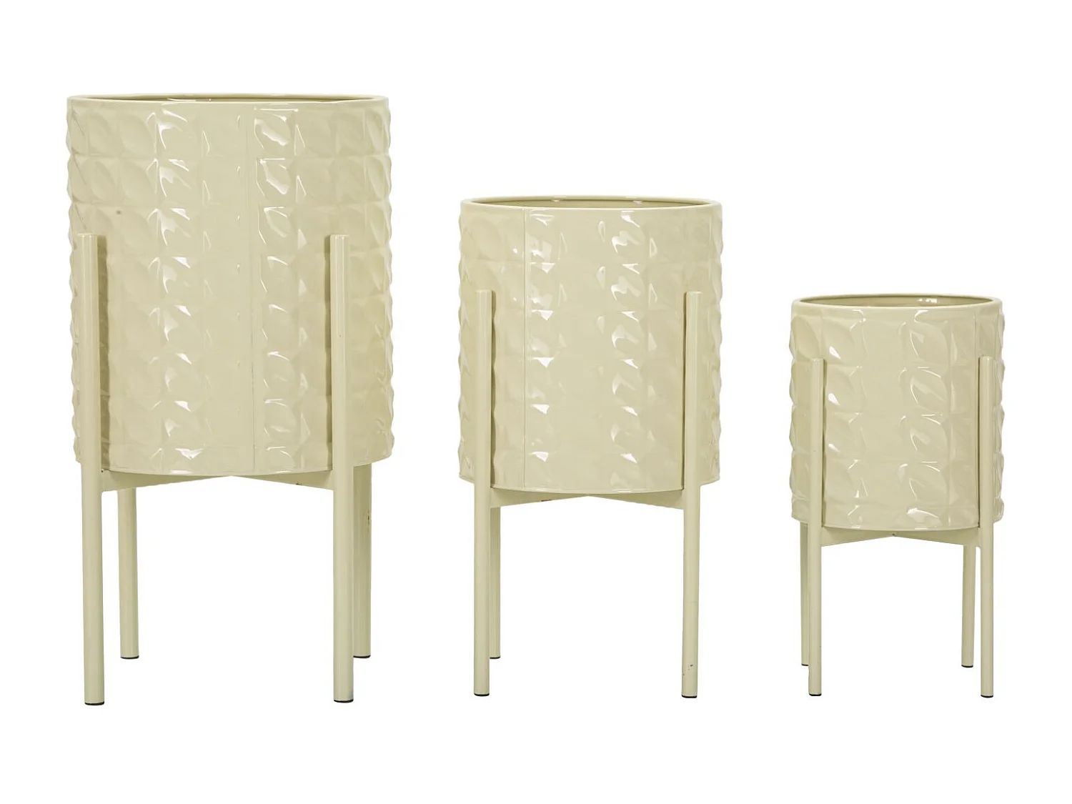 Portavasi in metallo colorato set 3 pz cm Ø 36x56,5-30x48,5-24x37,5