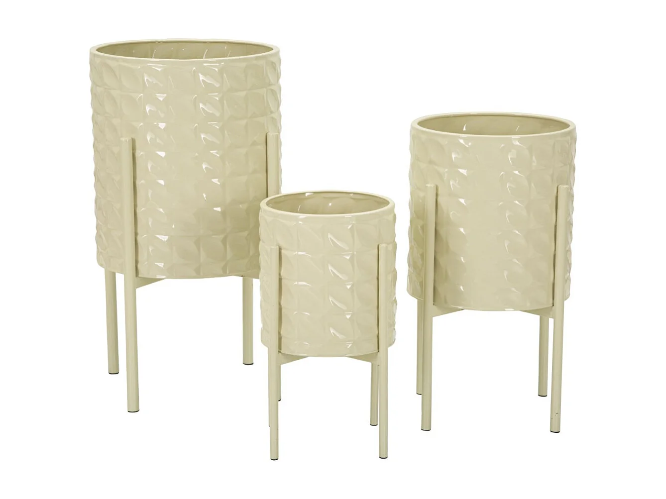 Portavasi in metallo colorato set 3 pz cm Ø 36x56,5-30x48,5-24x37,5