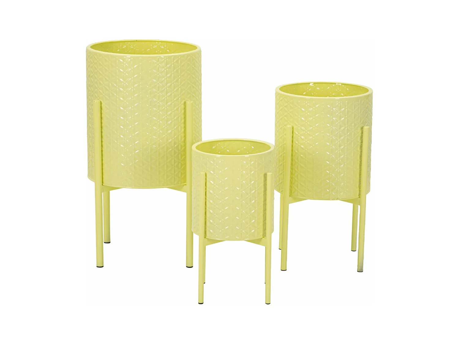 Porte-Vases IRIS - Set de 3 Pièces en Métal Coloré - Dimensions Ø 36x56,5 cm, Ø 30x48,5 cm et Ø 24x37,5 cm - Matériau Fer