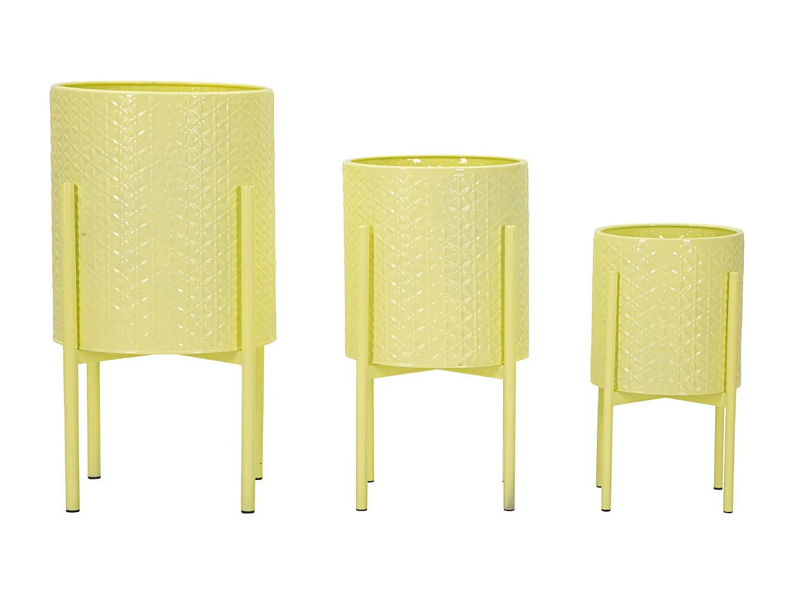 Portavasi in metallo colorato set 3 pz cm Ø 36x56,5-30x48,5-24x37,7