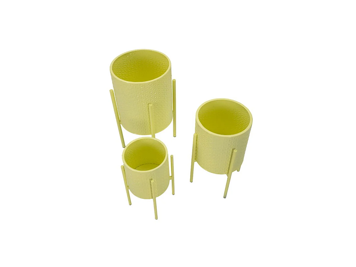 Lot de 3 Cache-Pots sur Pied "Iris" 56cm Jaune