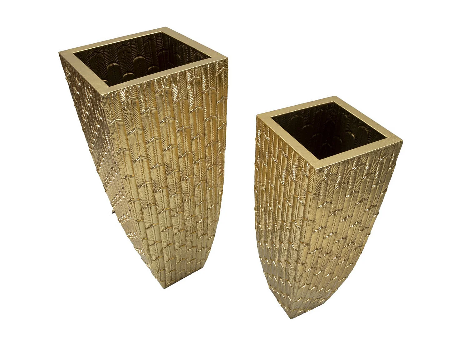 Lot de 2 Vases en Métal "Gliss" 99cm Or