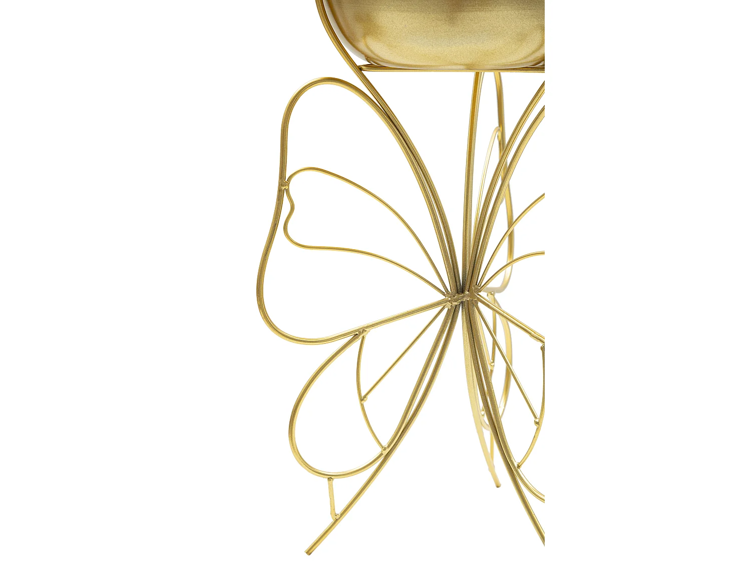 Portavaso in metallo dorato con farfalla cm Ø 22x45