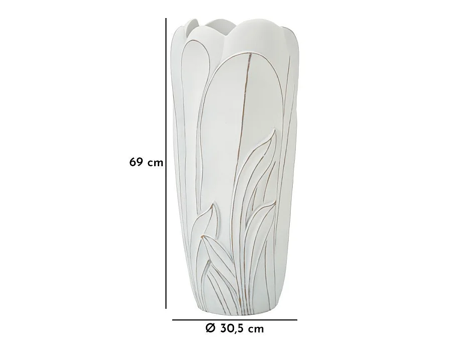 Vase Déco en Résine "Gardy" 69cm Blanc