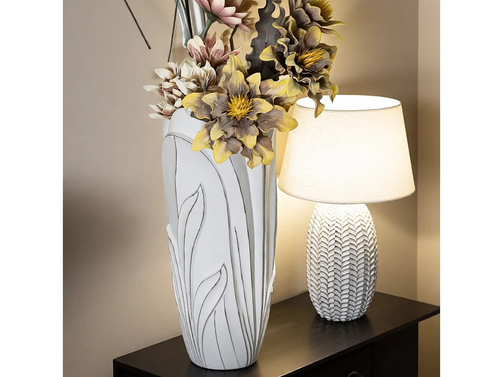 Vase Déco en Résine "Gardy" 69cm Blanc
