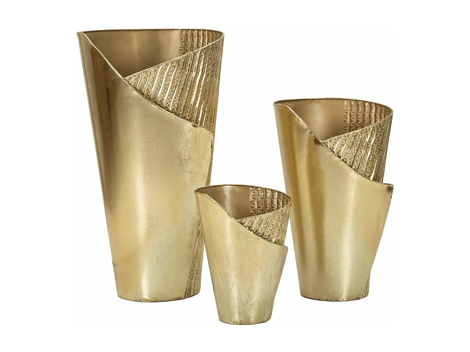 Lot de 3 Vases en Métal "Flosty" 75cm Or