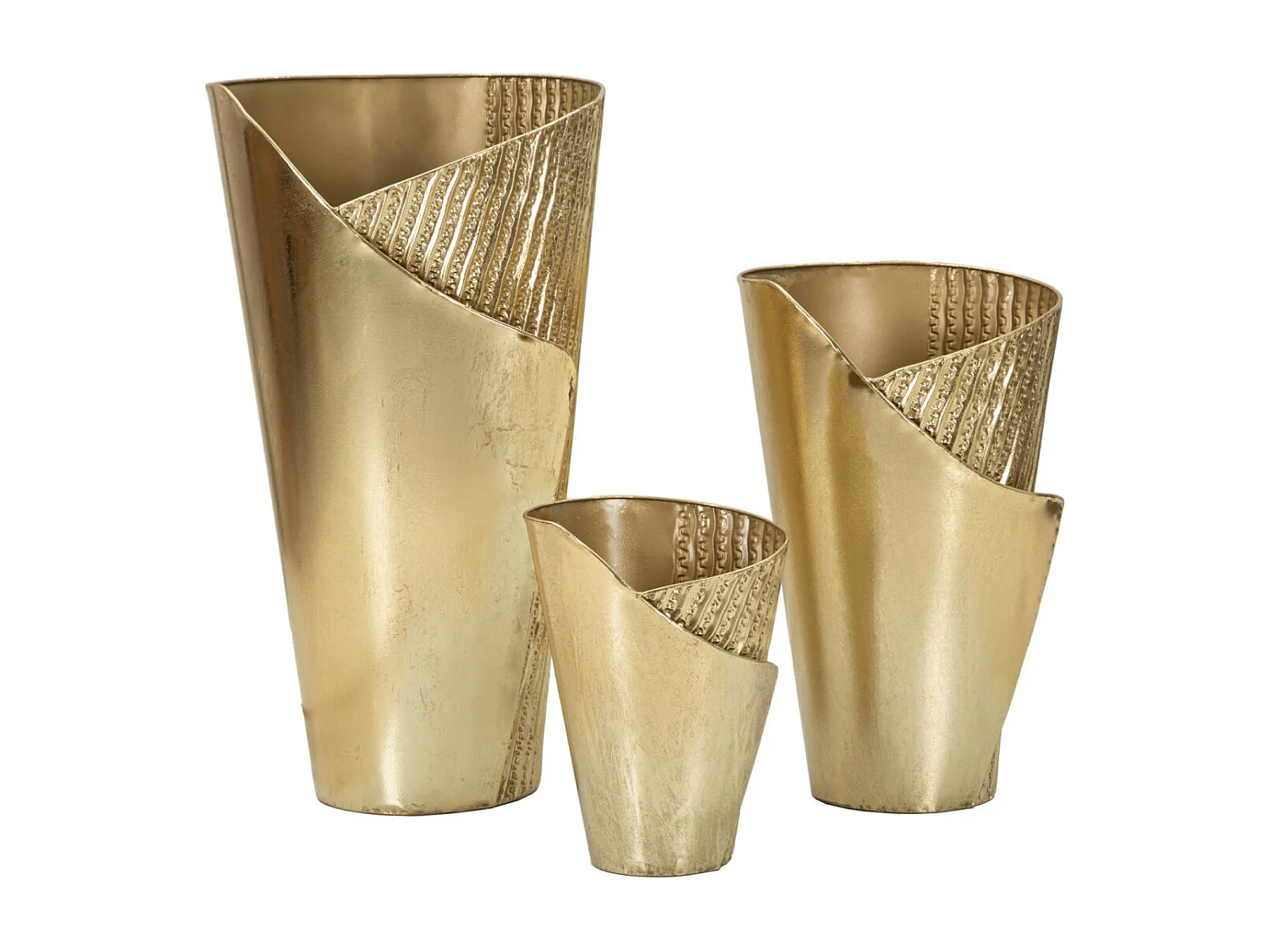 Lot de 3 Vases en Métal "Flosty" 75cm Or