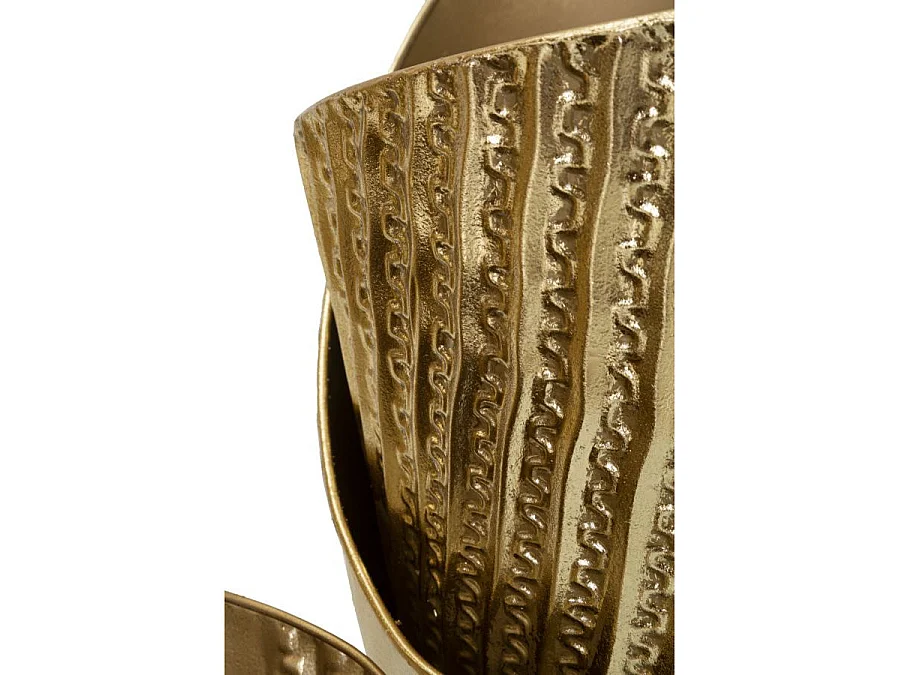 Zestaw 3 metalowych wazonów Flosty Gold – Eleganckie trio w stylu Glam na rośliny, 39 x 42 x 75 cm