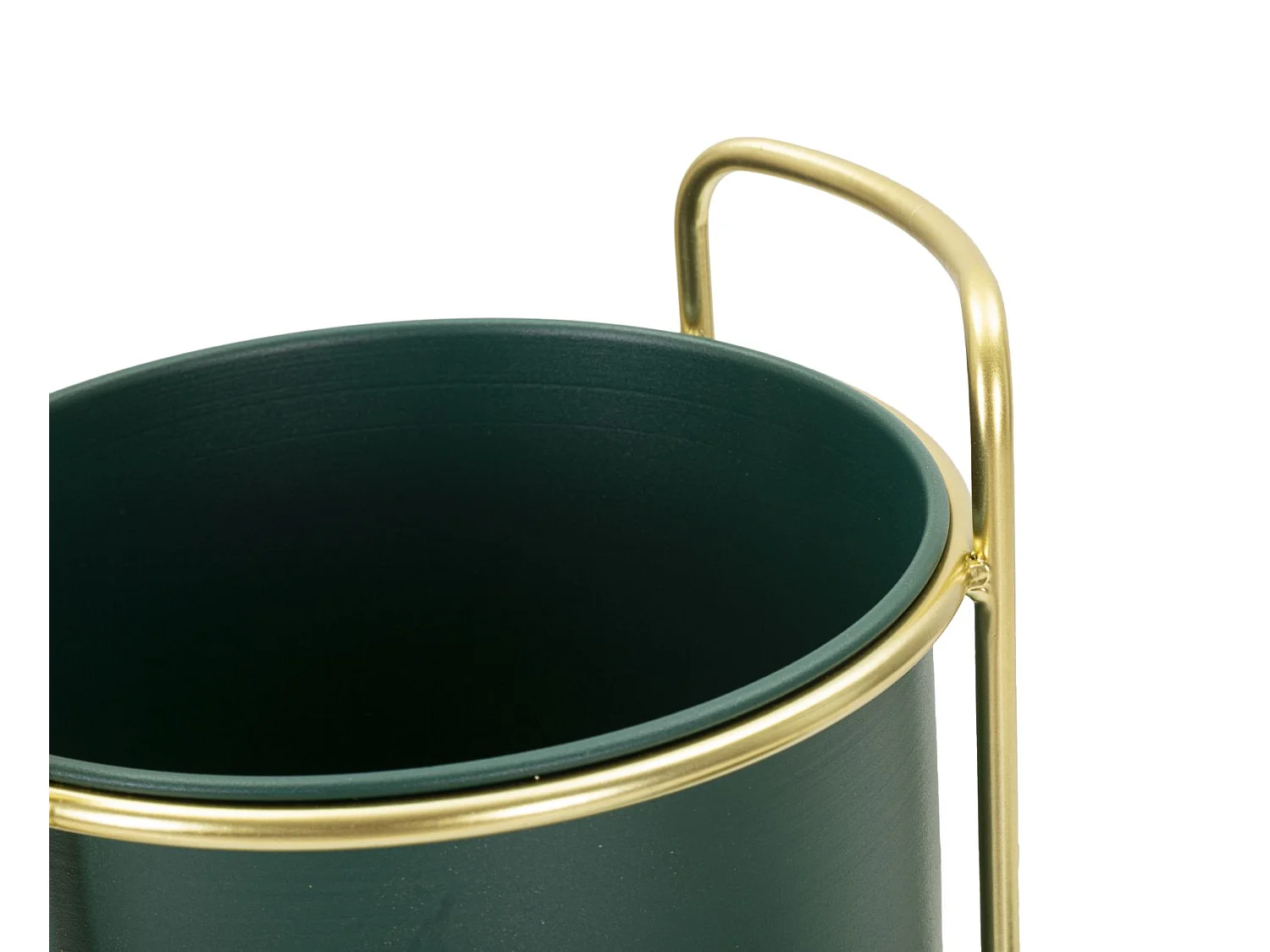 Portavasi in metallo dorato e verde set 2 pezzi cm Ø 24x70-19,5x45