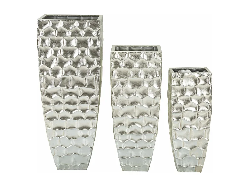 Lot de 3 Vases en Métal "Argy" 90cm Argent