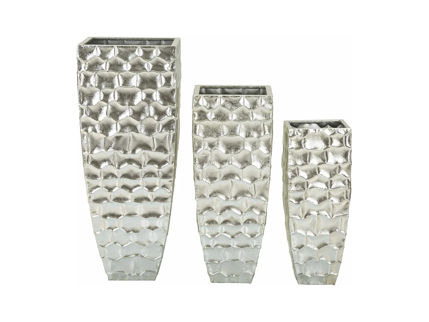 Porte-vase en métal argenté Ø 38,1x90,8-30,5x75,6-24,8x62,2 cm.