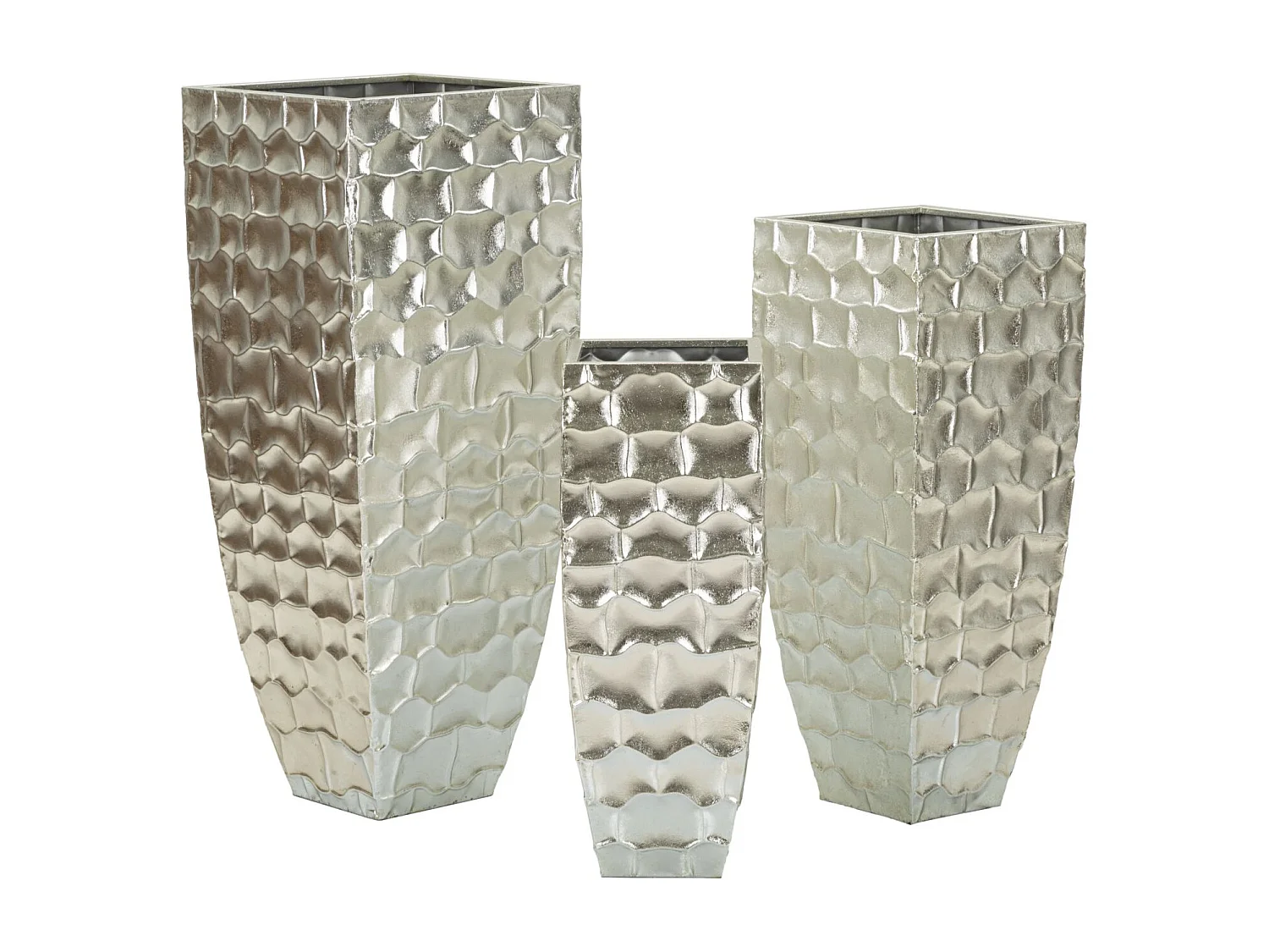 Lot de 3 Vases en Métal "Argy" 90cm Argent
