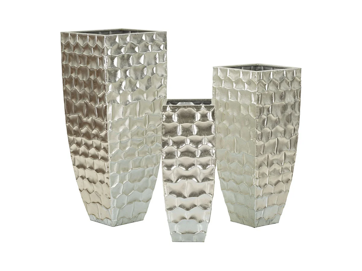 Lot de 3 Vases en Métal "Argy" 90cm Argent