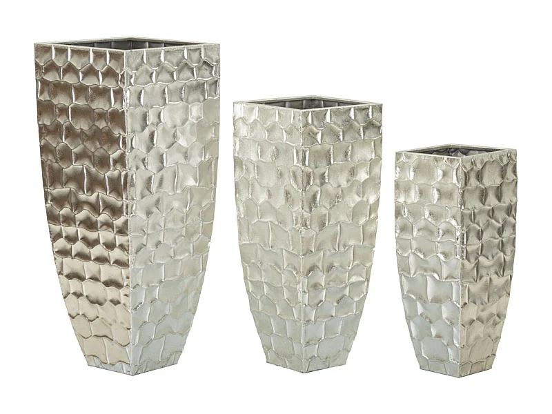 Zilveren metalen bloempothouder cm Ø 38,1x90,8-30,5x75,6-24,8x62,2.