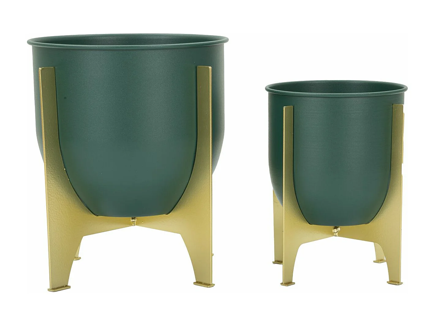 Lot de 2 Cache-Pots Design "Grent" 26cm Vert & Or