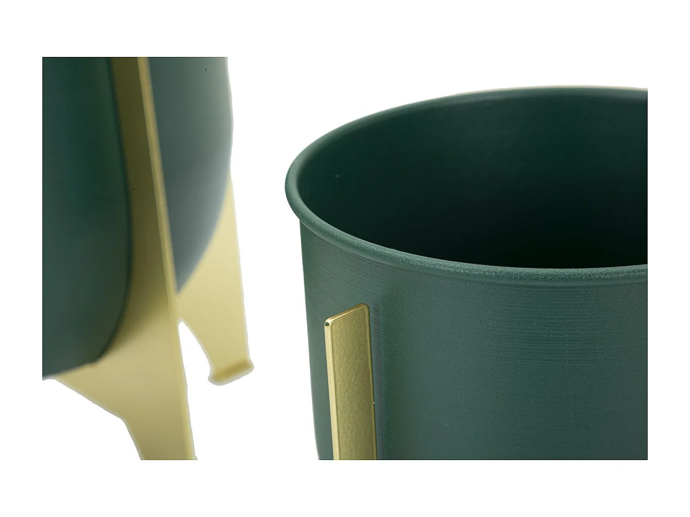 Lot de 2 Cache-Pots Design "Grent" 26cm Vert & Or