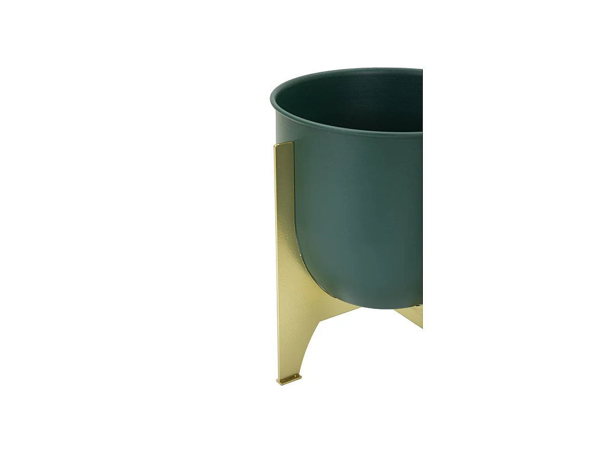 Goud en groene metalen plantenpotten, set van 2, Ø 24,5x26-19x21 cm