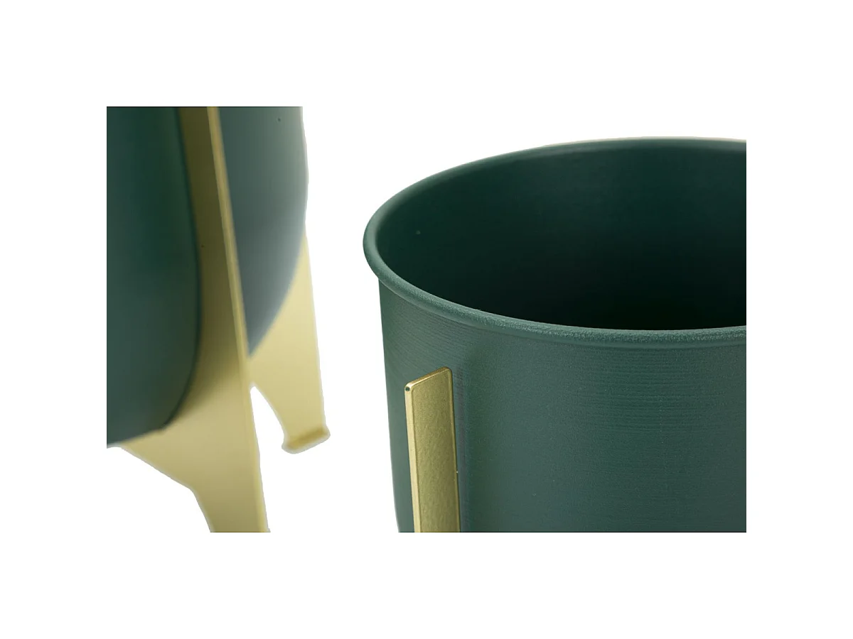 Goud en groene metalen plantenpotten, set van 2, Ø 24,5x26-19x21 cm
