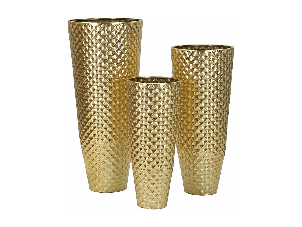 Lot de 3 Vases en Métal "Glotty" 110cm Or