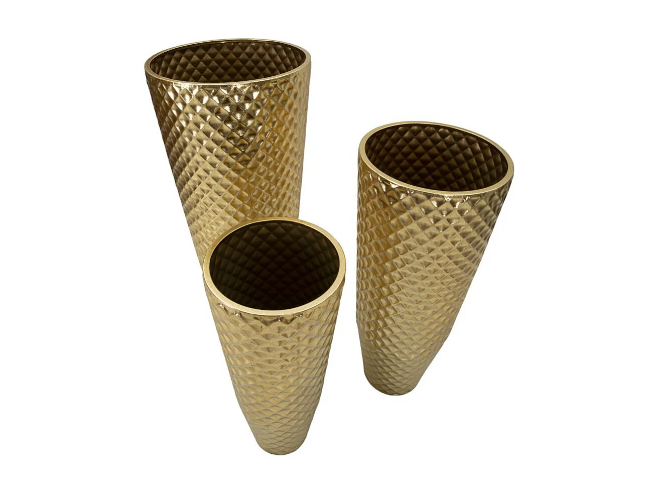 Lot de 3 Vases en Métal "Glotty" 110cm Or