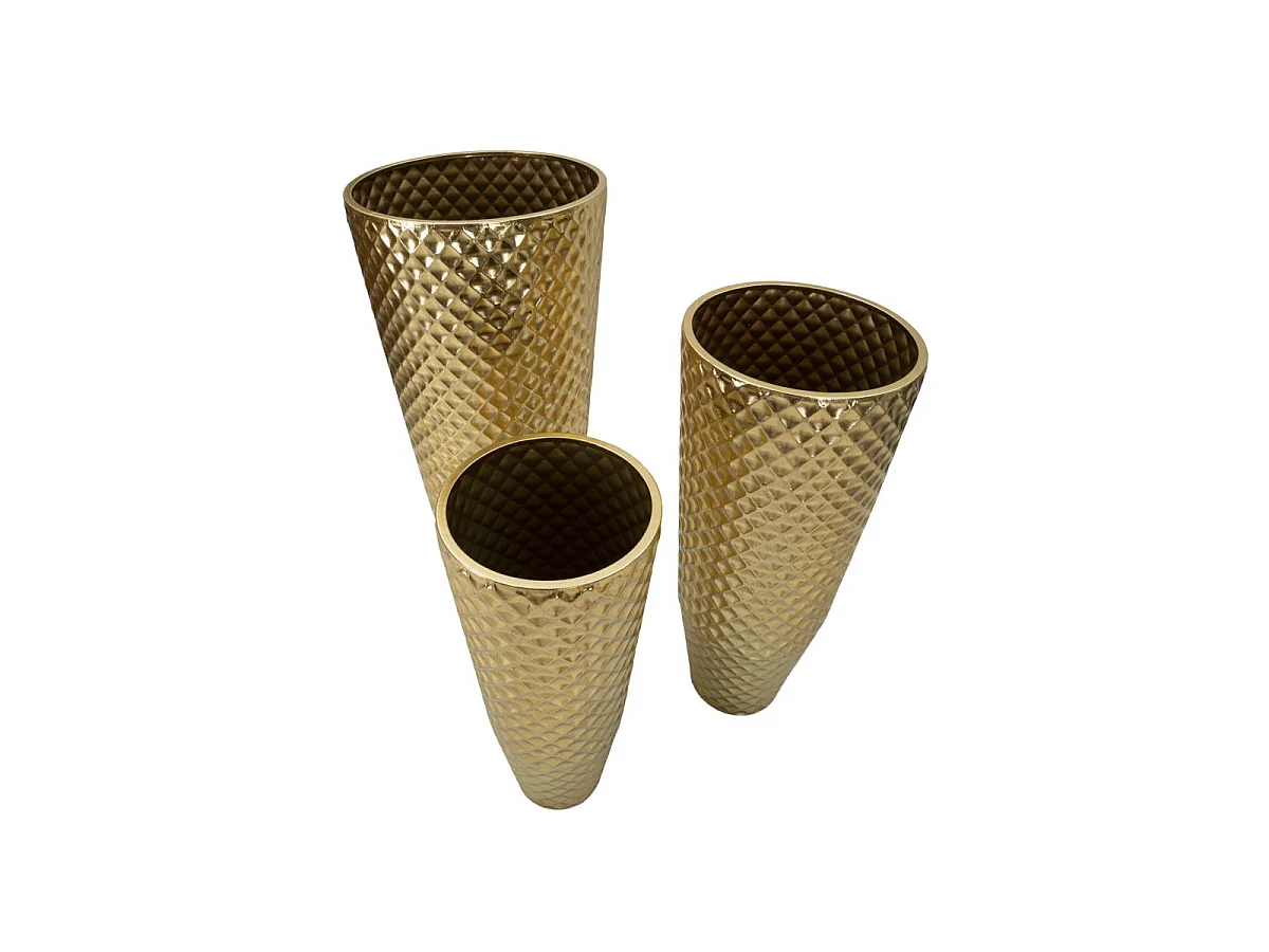 Lot de 3 Vases en Métal "Glotty" 110cm Or
