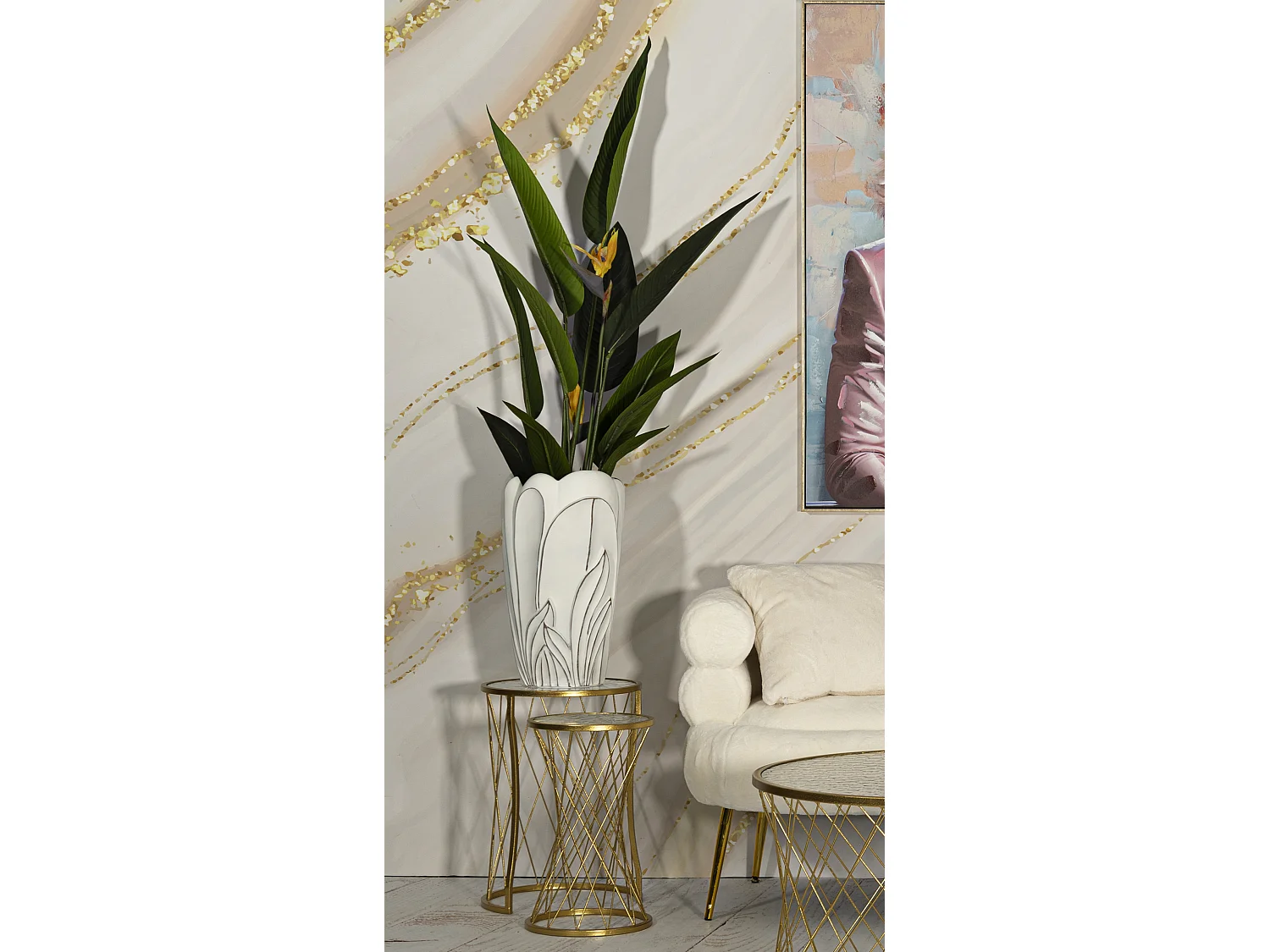 Vaso in resina bianco cm Ø 29x48.