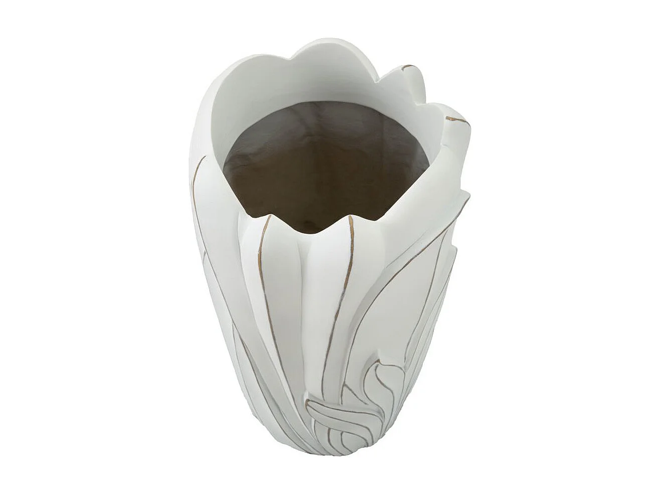 Vase Déco en Résine "Gardy" 48cm Blanc