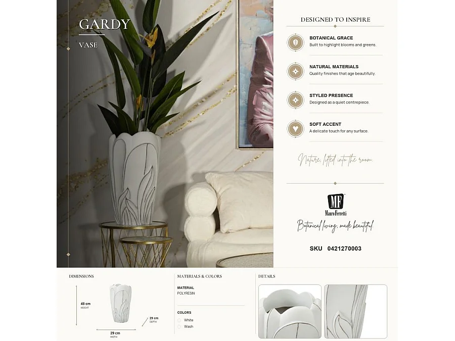 Vaso in resina bianco cm Ø 29x48.