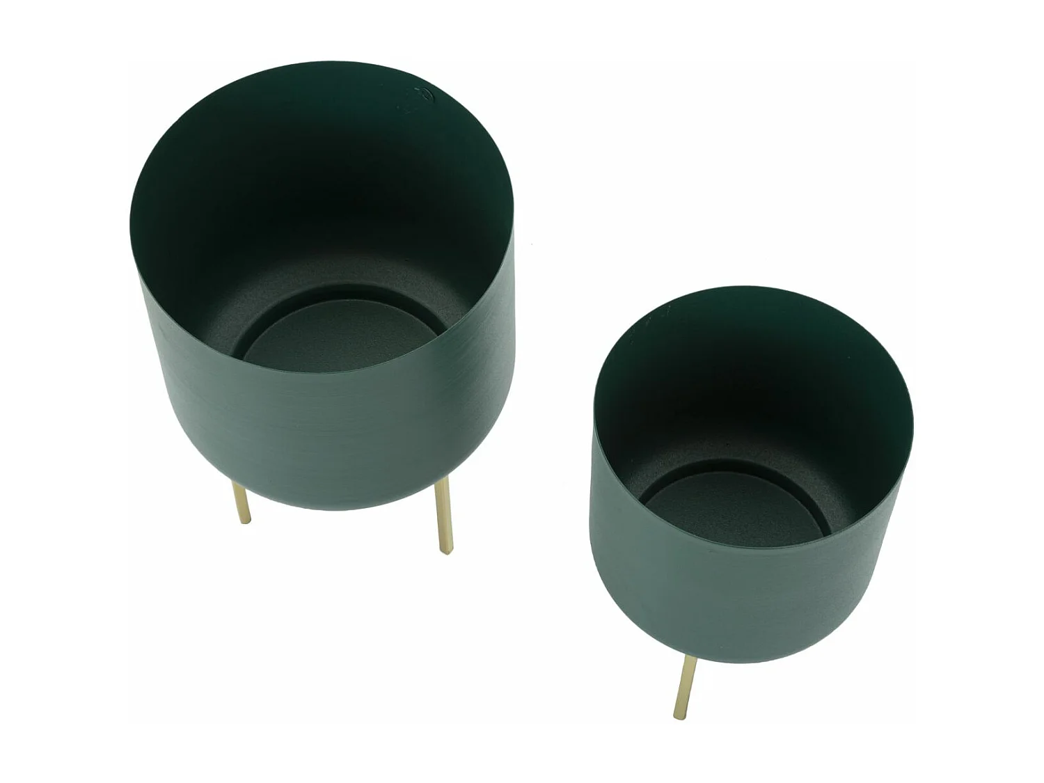 Lot de 2 Cache-Pots sur Pied "Grent" 29cm Vert & Or
