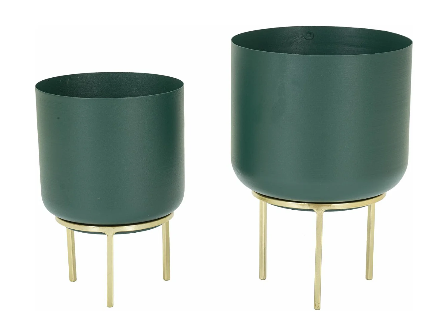 Lot de 2 Cache-Pots sur Pied "Grent" 29cm Vert & Or