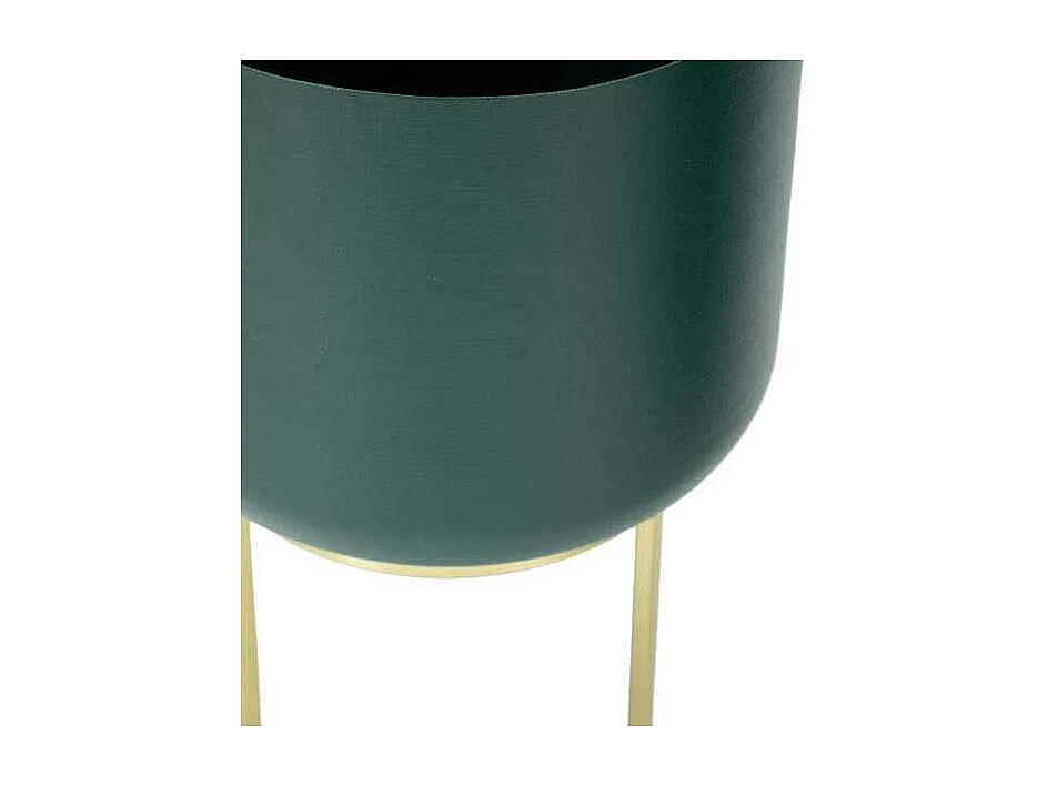 Lot de 2 Cache-Pots sur Pied "Grent" 29cm Vert & Or