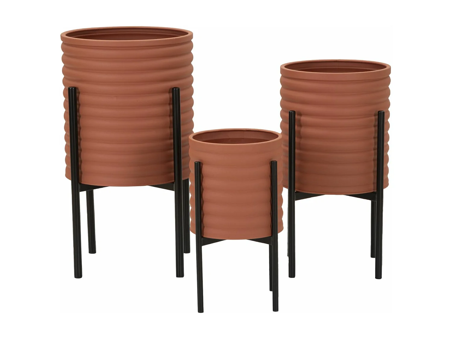 Lot de 3 Cache-Pots sur Pied "Milly" 56cm Brique