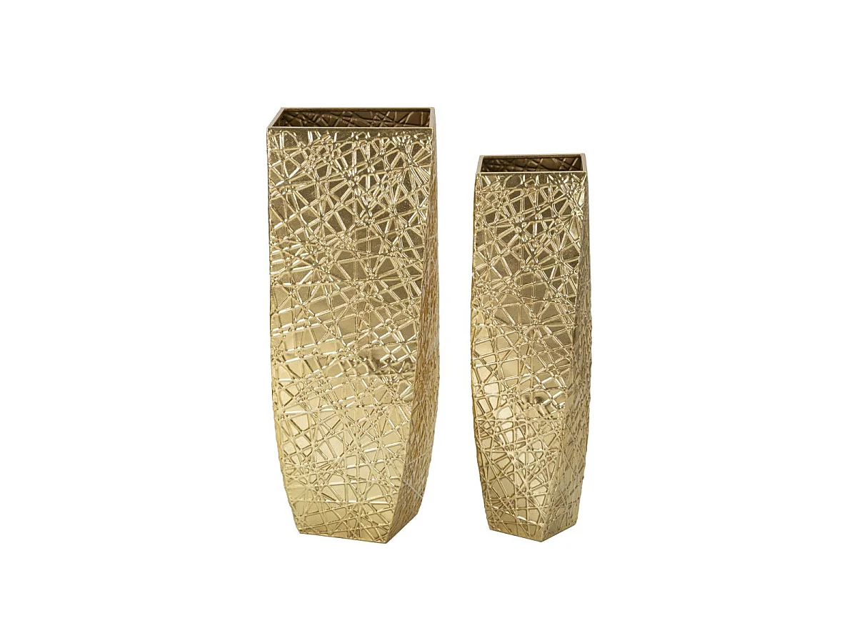 Portavasi in metallo dorato cm 34x34x90-25x25x78.