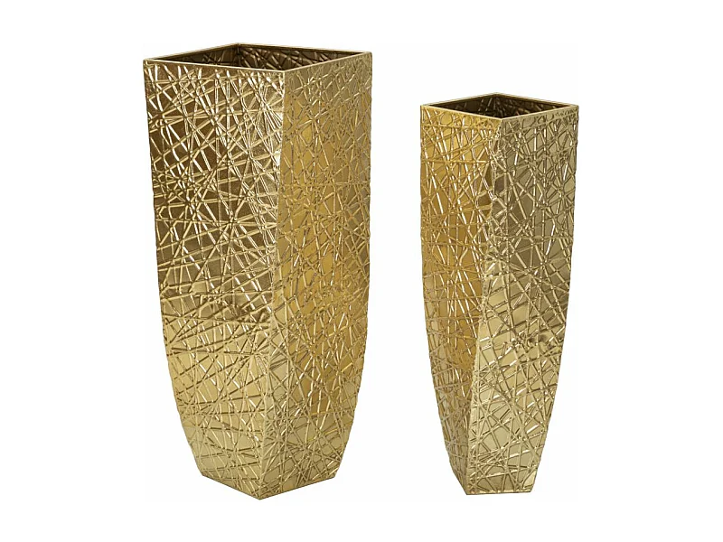 Portavasi in metallo dorato cm 34x34x90-25x25x78.