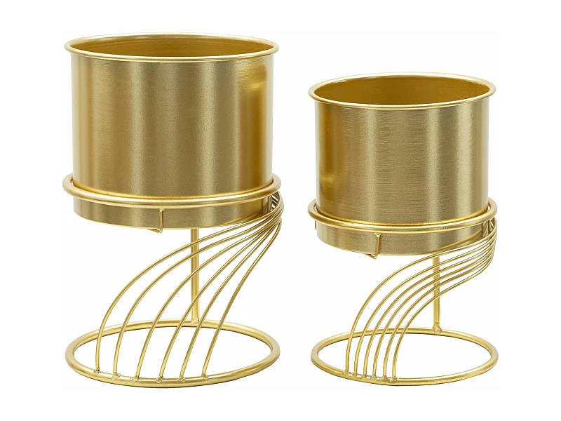 Portavasi in metallo dorato set 2 pz cm Ø 23x35-20x30