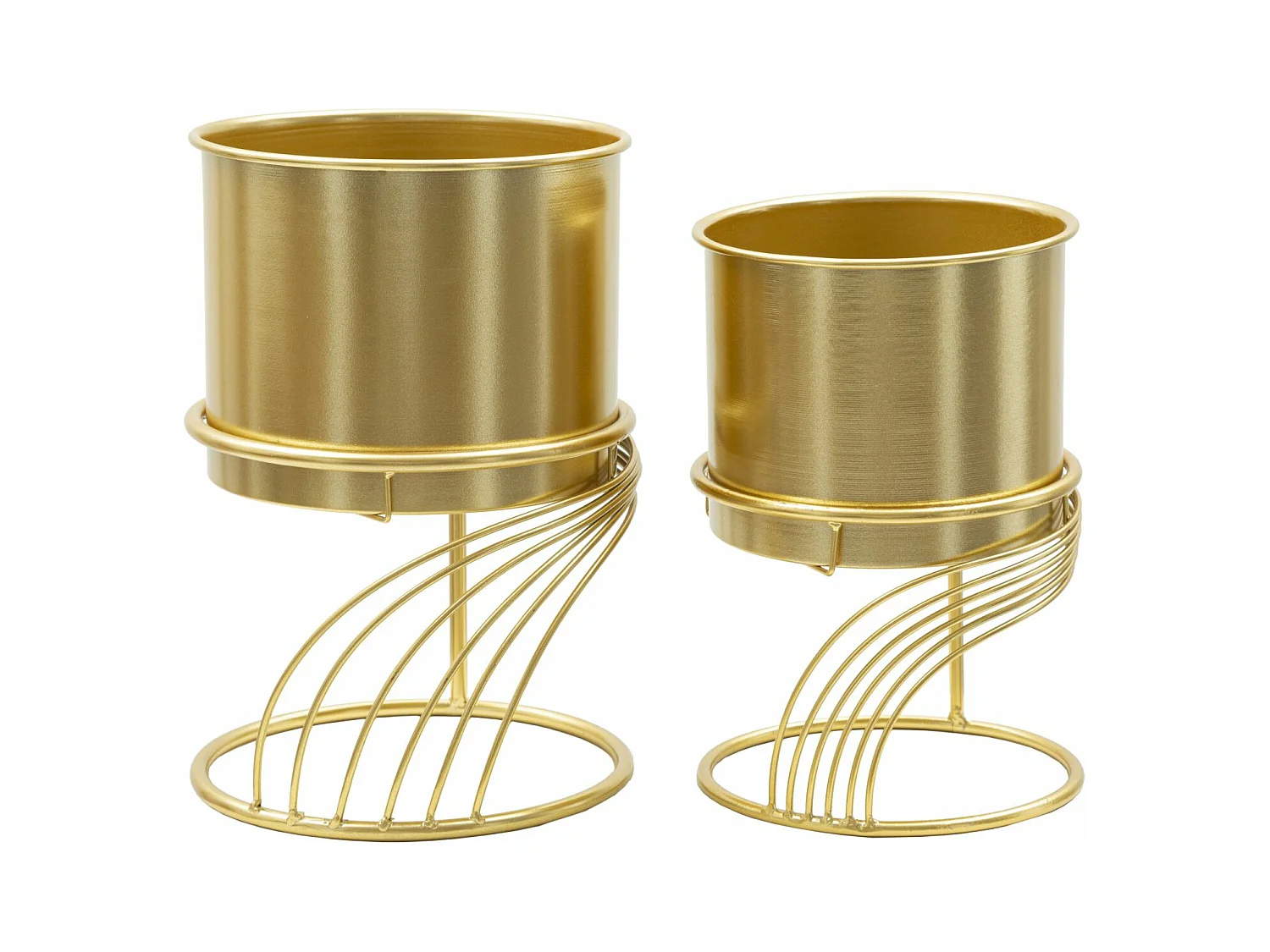Support de Vase Spiral - Set de 2 Pièces - Formes Spirales en Métal Doré - Ø 23x35 cm et Ø 20x30 cm