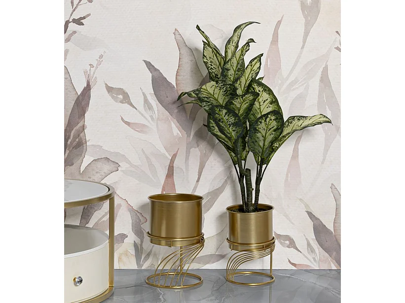 Lot de 2 Cache-Pots sur Pied "Spirally" 35cm Or