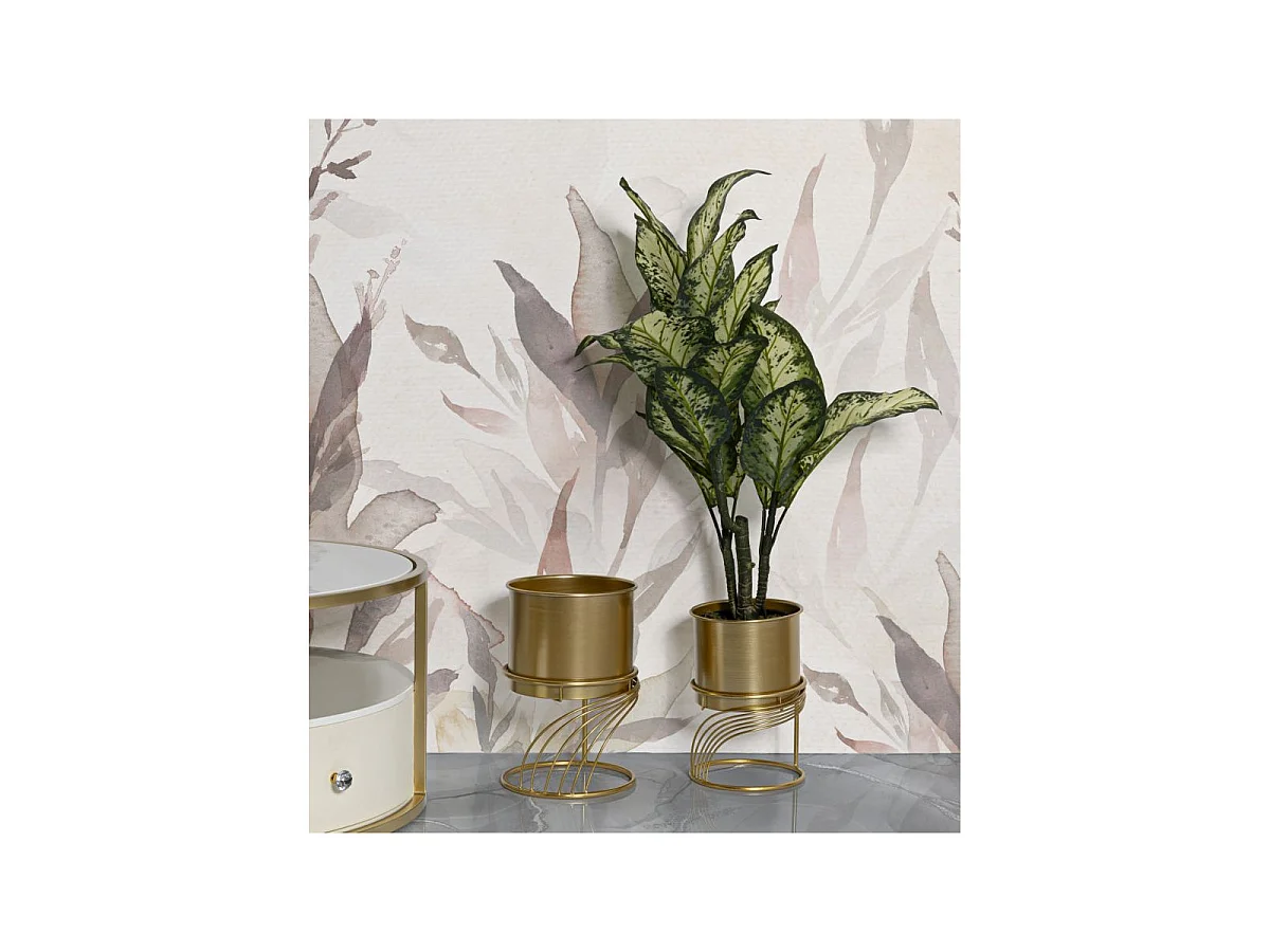 Lot de 2 Cache-Pots sur Pied "Spirally" 35cm Or
